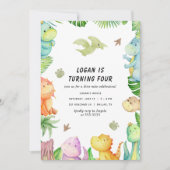 Dinosaurus Verjaardagsfeestje | Kinderverjaardag Kaart (Voorkant)