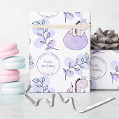 Dinosaurus Verjaardagsfeestje Roze Paarse Cadeaupapier