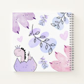 Dinosaurus Verjaardagsfeestje Roze Paarse gastenbo Notitieboek (Achterkant)