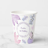 Dinosaurus Verjaardagsfeestje Roze Paarse Papieren Bekers (Voorkant)