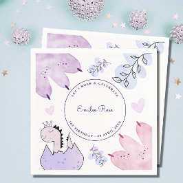 Dinosaurus Verjaardagsfeestje Roze Paarse Servet