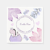 Dinosaurus Verjaardagsfeestje Roze Paarse Servet (Voorkant)