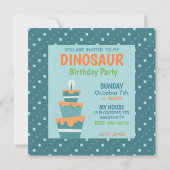 Dinosaurus verjaardagsfeestje, schattige oranje ca kaart (Achterkant)