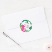 Dinosaurus Verjaardagsfeestje Schattige T-Rex Roze Ronde Sticker (Envelop)