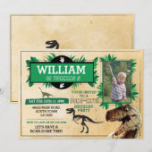 Dinosaurus Verjaardagsfeestje TRex Dino Opdiggrave Kaart (Voorkant / Achterkant)