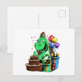 Dinosaurus verjaardagsfeestje voor een schattige T Briefkaart (Voorkant / Achterkant)