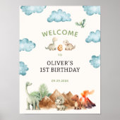 Dinosaurus verjaardagsfeestje welkom poster (Voorkant)