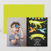 Dinosaurus Verjaardagsfoto Bedankkaart (Voorkant / Achterkant)