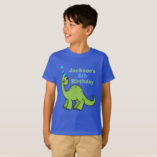Dinosaurus Verjaardagsjongen Gepersonaliseerde Kin T-shirt (Voorkant volledig)