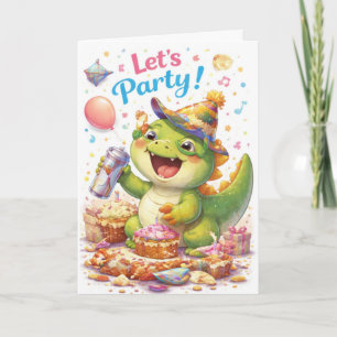 Dinosaurus verjaardagskaart – ‘Tijd om te feesten  Kaart
