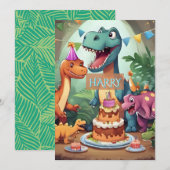 Dinosaurus verjaardagskaart voor kinderen kaart (Voorkant / Achterkant)