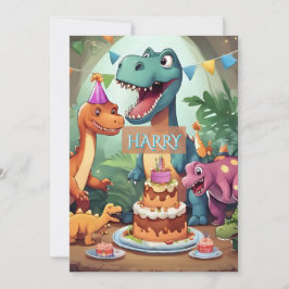 Dinosaurus verjaardagskaart voor kinderen kaart