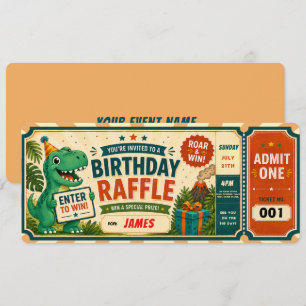 Dinosaurus verjaardagsloterijticket kaart