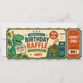Dinosaurus verjaardagsloterijticket kaart (Voorkant)