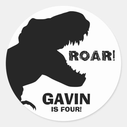 Dinosaurus verjaardagsstickers ronde sticker (Voorkant)