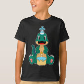 Dinosaurus verjaardagstaart kaars t-shirt (Voorkant)