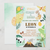 Dinosaurus Verjaardagsuitnodiging – Bewerkbaar Kin Kaart (Voorkant / Achterkant)