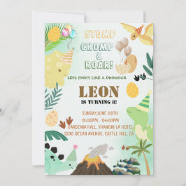 Dinosaurus Verjaardagsuitnodiging – Bewerkbaar Kin Kaart