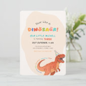 Dinosaurus verjaardagsuitnodiging, Bewerkbare Trex Kaart (Staand voorkant)