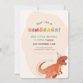 Dinosaurus verjaardagsuitnodiging, Bewerkbare Trex Kaart (Voorkant)