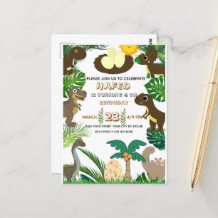 Dinosaurus verjaardagsuitnodiging: Dino Avontuur, Briefkaart