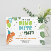 Dinosaurus verjaardagsuitnodiging Dino mite T-Rex  Kaart (Staand voorkant)