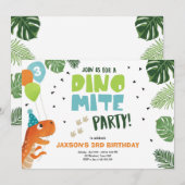 Dinosaurus verjaardagsuitnodiging Dino mite T-Rex  Kaart (Voorkant / Achterkant)