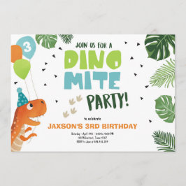 Dinosaurus verjaardagsuitnodiging Dino mite T-Rex Kaart