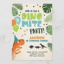 Dinosaurus verjaardagsuitnodiging Dino mite T-Rex
