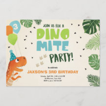 Dinosaurus verjaardagsuitnodiging Dino mite T-Rex