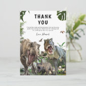 Dinosaurus verjaardagsuitnodiging Dino T-Rex verja Bedankkaart (Staand voorkant)