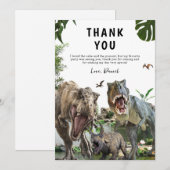 Dinosaurus verjaardagsuitnodiging Dino T-Rex verja Bedankkaart (Voorkant / Achterkant)