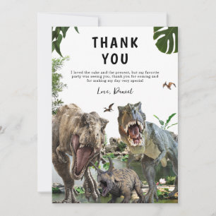 Dinosaurus verjaardagsuitnodiging Dino T-Rex verja Bedankkaart