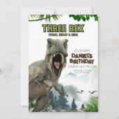 Dinosaurus verjaardagsuitnodiging Drie Rex uitnodi Kaart (Voorkant)