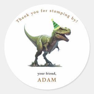 Dinosaurus verjaardagsuitnodiging, Drie rex verjaa Ronde Sticker