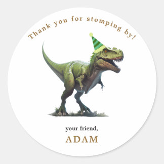 Dinosaurus verjaardagsuitnodiging, Drie rex verjaa Ronde Sticker