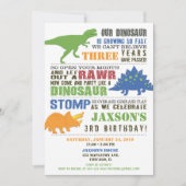 Dinosaurus verjaardagsuitnodiging jongen groen bla kaart (Voorkant)