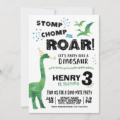 Dinosaurus verjaardagsuitnodiging kaart (Voorkant)