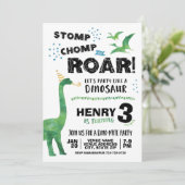 Dinosaurus verjaardagsuitnodiging kaart (Staand voorkant)
