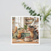 Dinosaurus verjaardagsuitnodiging, stegosaurus kaart (Staand voorkant)