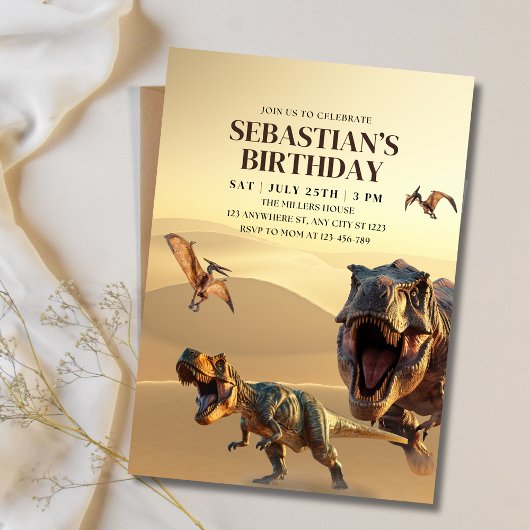 Dinosaurus verjaardagsuitnodiging, T Rex Dino verj