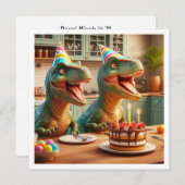 Dinosaurus verjaardagsuitnodiging, T-rex feestbees Kaart (Voorkant / Achterkant)