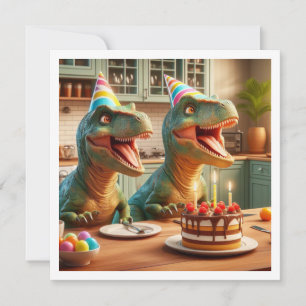 Dinosaurus verjaardagsuitnodiging, T-rex feestbees Kaart