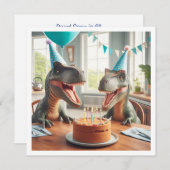Dinosaurus verjaardagsuitnodiging, T-rex feestbees Kaart (Voorkant / Achterkant)