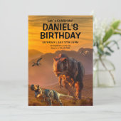 Dinosaurus verjaardagsuitnodiging, T Rex Kids Verj (Staand voorkant)