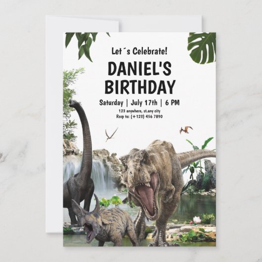 Dinosaurus verjaardagsuitnodiging T REX Verjaardag Kaart (Voorkant)