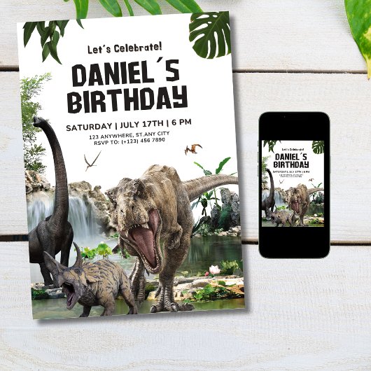 Dinosaurus verjaardagsuitnodiging T REX Verjaardag Kaart