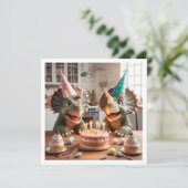 Dinosaurus verjaardagsuitnodiging, triceratops fee kaart (Staand voorkant)