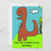 Dinosaurus verjaardagsuitnodiging voor jongen kaart (Voorkant)