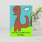 Dinosaurus verjaardagsuitnodiging voor jongen kaart (Staand voorkant)
